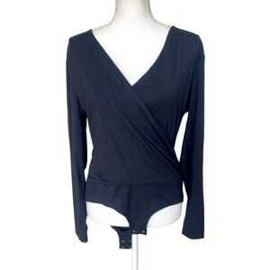 J. Crew black wrap body suit size Large‎